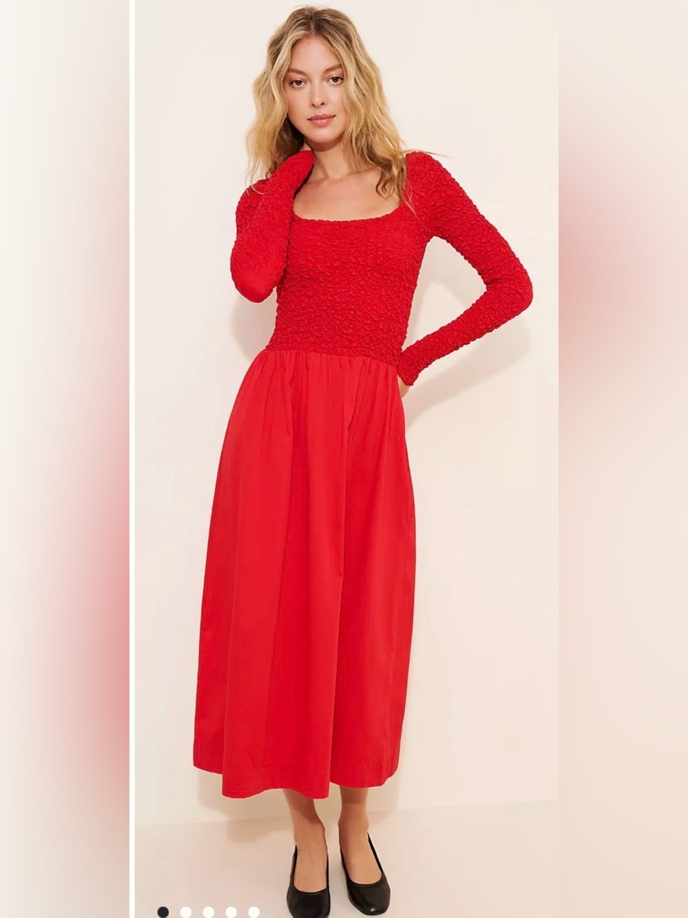 NWT Damson Madder Malinda Long Sleeve Super Smocked Midi Dress